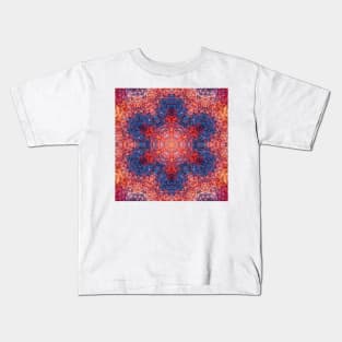 Digital Mandala Orange Blue and Red Kids T-Shirt